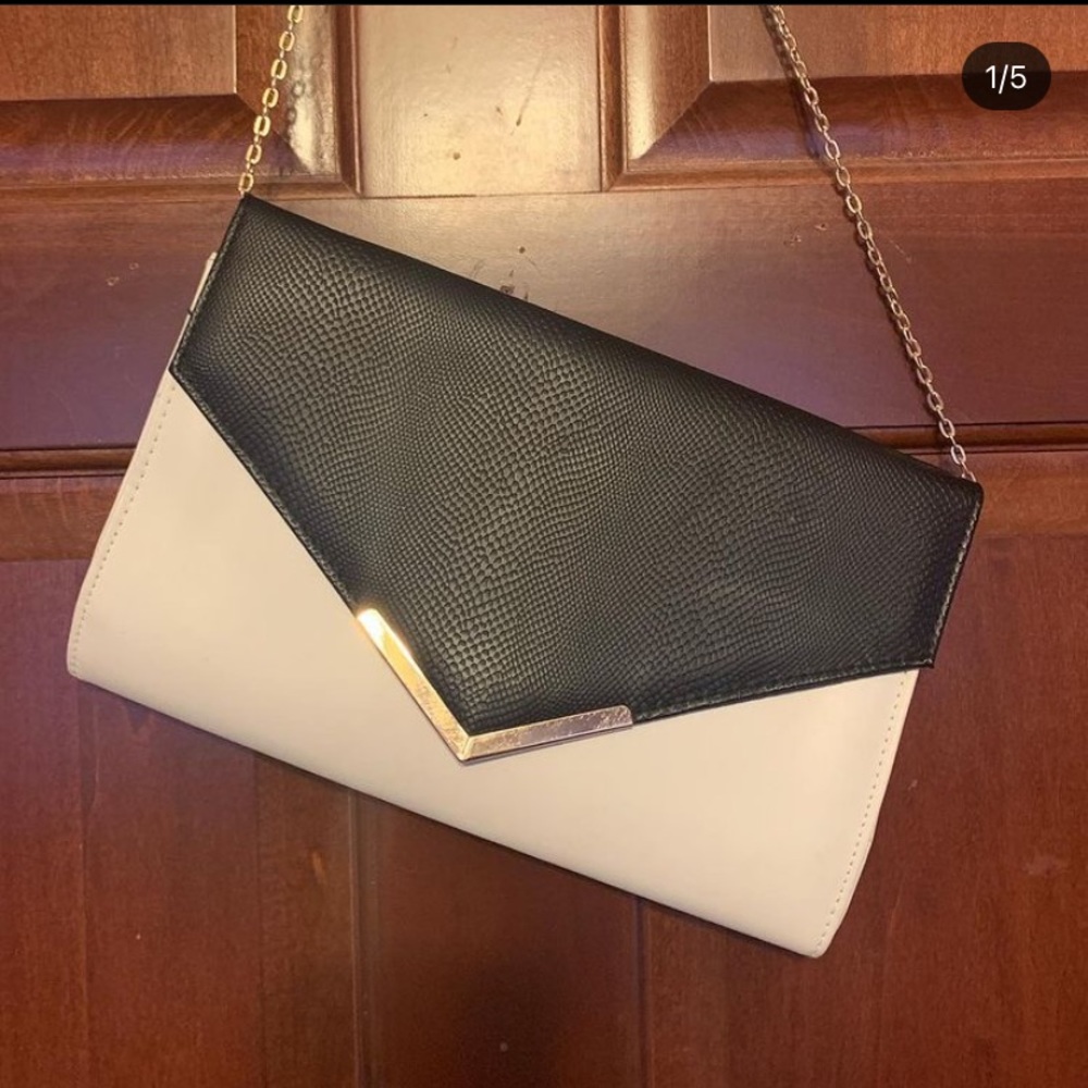 White and black oversized envelope clutch